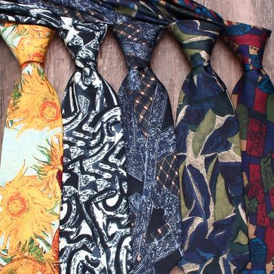 9cm Große Blume Krawatte Herren Digital Bedruckt Polyester Retro Handgebunden Anzug Bankettkrawatte