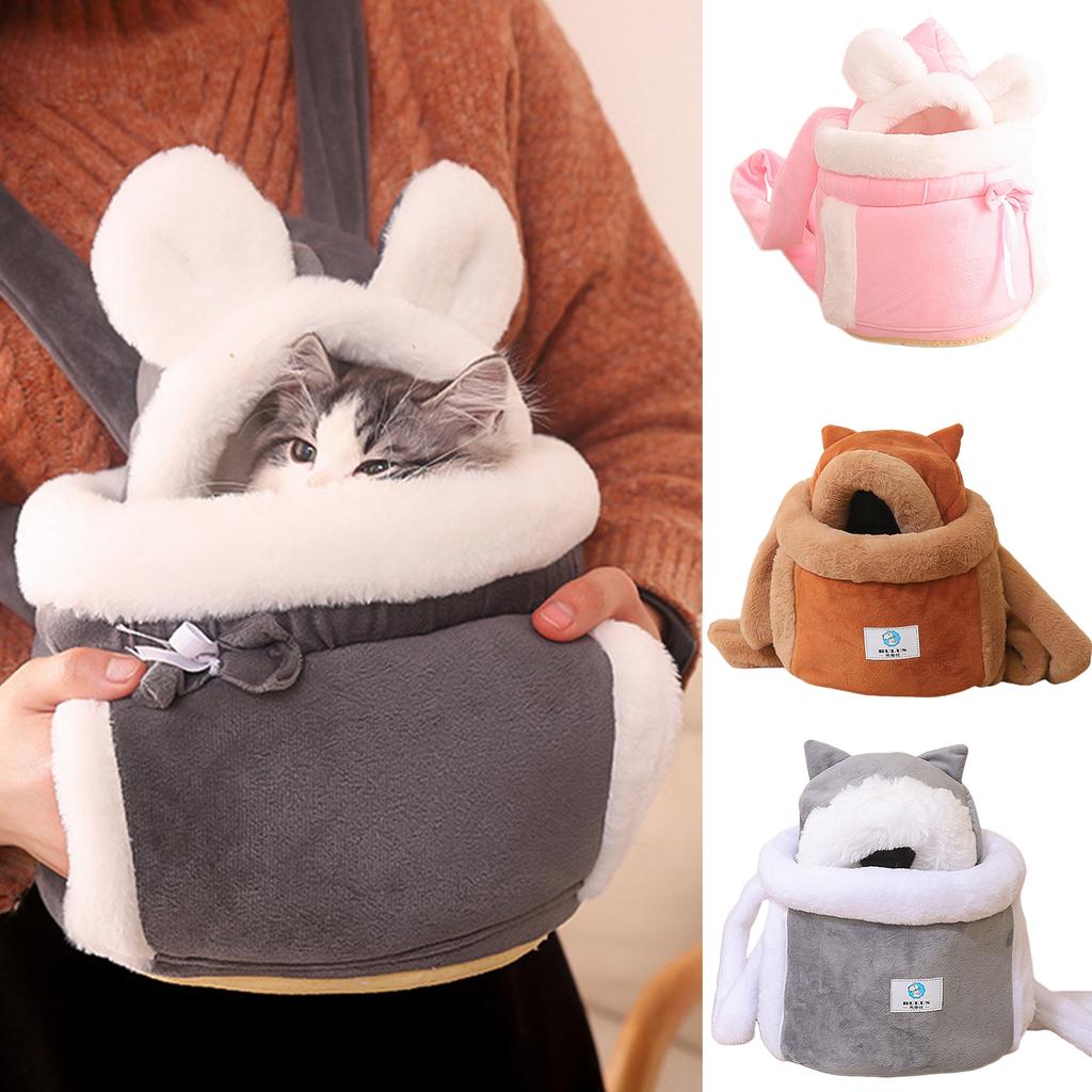 Cat Backpack Carrier Winter Warm Soft Plush Carry Pets Cage for Outdoor Travel Walking Cute Pets Backpack for Indoor Outdoor
