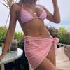 Fashion Women's Sexy Short Skirt Three Piece Mesh Swimwear Bikini Set