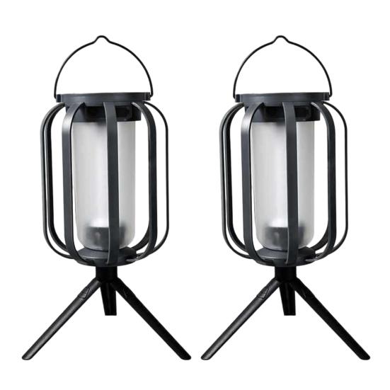 1/2Pcs Solar USB Rechargeable Lantern IP65 Waterproof Flickering Flame Hanging Lantern 2 Modes Outdoor Garden Patio Camping Light