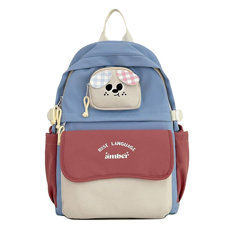 

Children s Contrast Color Schoolbag Lightweight Backpack Large Capacity Girls Backpack синій