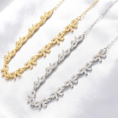 Sweet Temperament Bow Adjustable Bracelet Necklace Ol Butterfly Splicing Jewelry Set Vl492-493