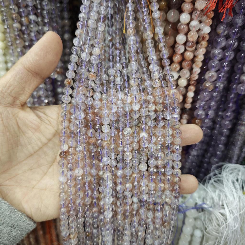 Purple Series Amethyst & Super Seven Crystal Beads: Round, Natural Stone, DIY Jewelry Accessories