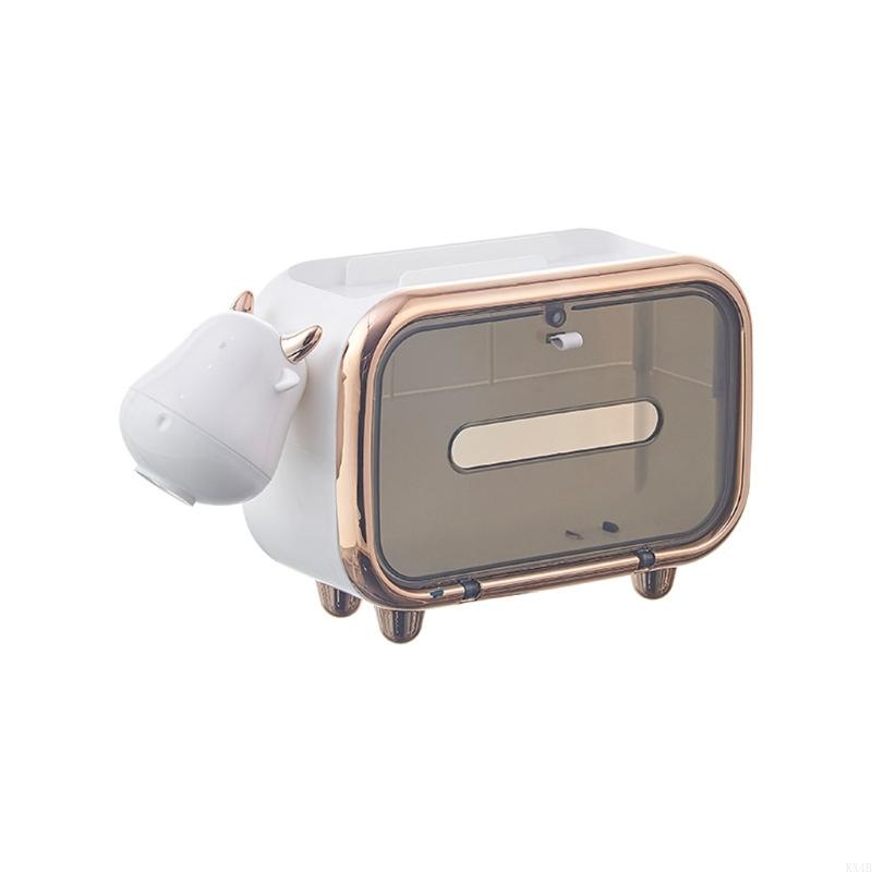 

KX4B Multifunctional Cartoon Tissue Boxes Can Put Napkin Cosmetic Jewelry Necklace білий