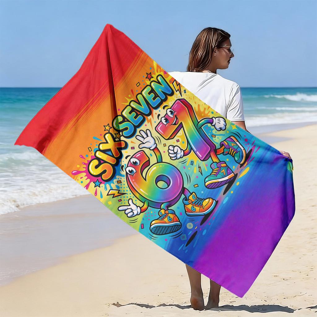 Numero 67 Asciugamano Arcobaleno Unisex Leggero Assorbente per Piscina Yoga Campeggio Viaggio Essenziale da Spiaggia Regalo Lavabile in Lavatrice