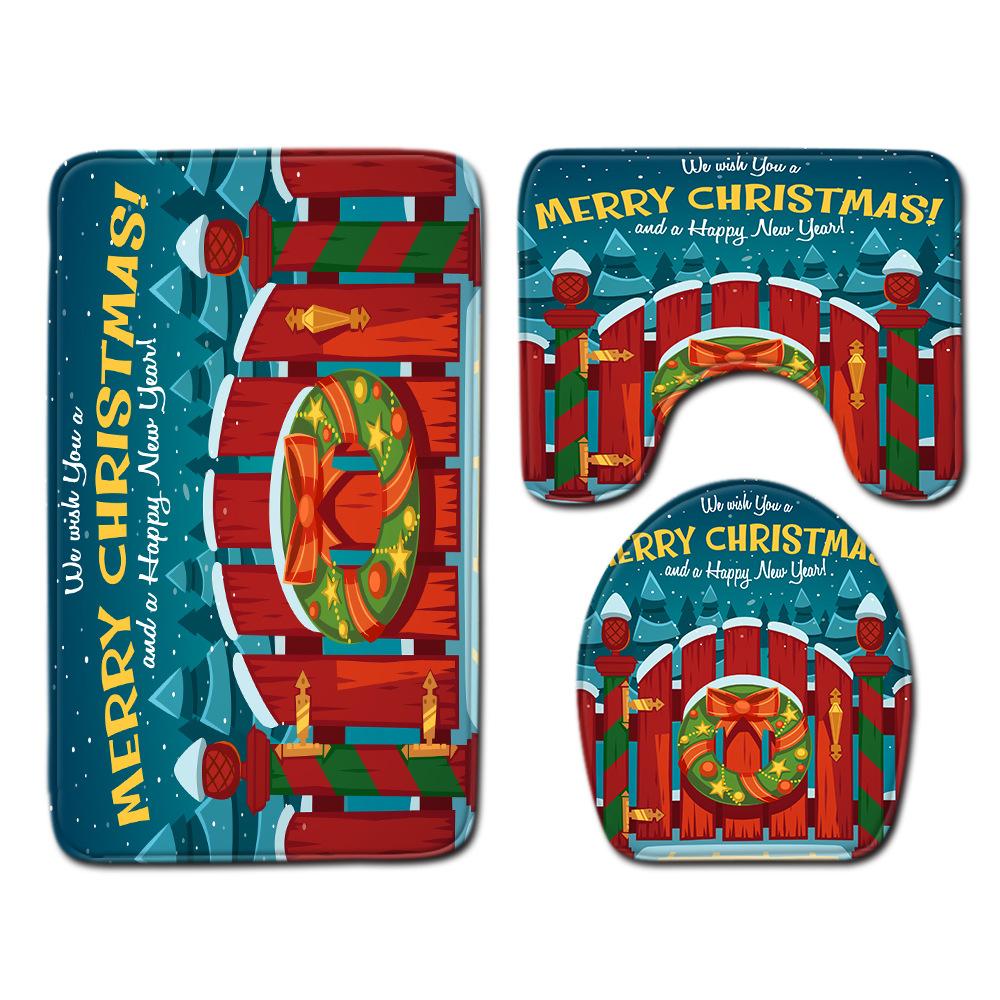 Christmas Bathroom Floor Mat Toilet Three-Piece Set