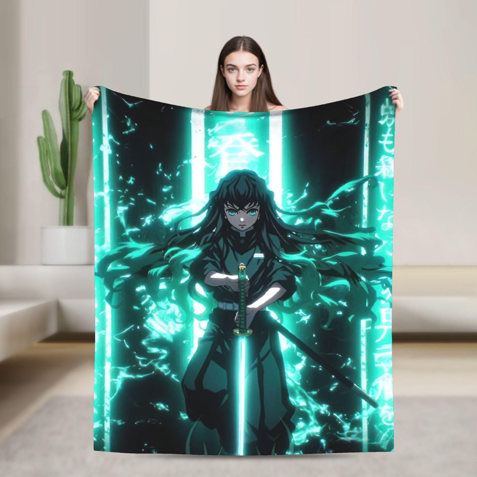 

Flame Hashira Kyojuro Rengoku Blanket Anime Demon Slayer Fleece Awesome Breathable Throw Blanket for Coverlet Spring/Autumn 30x40in