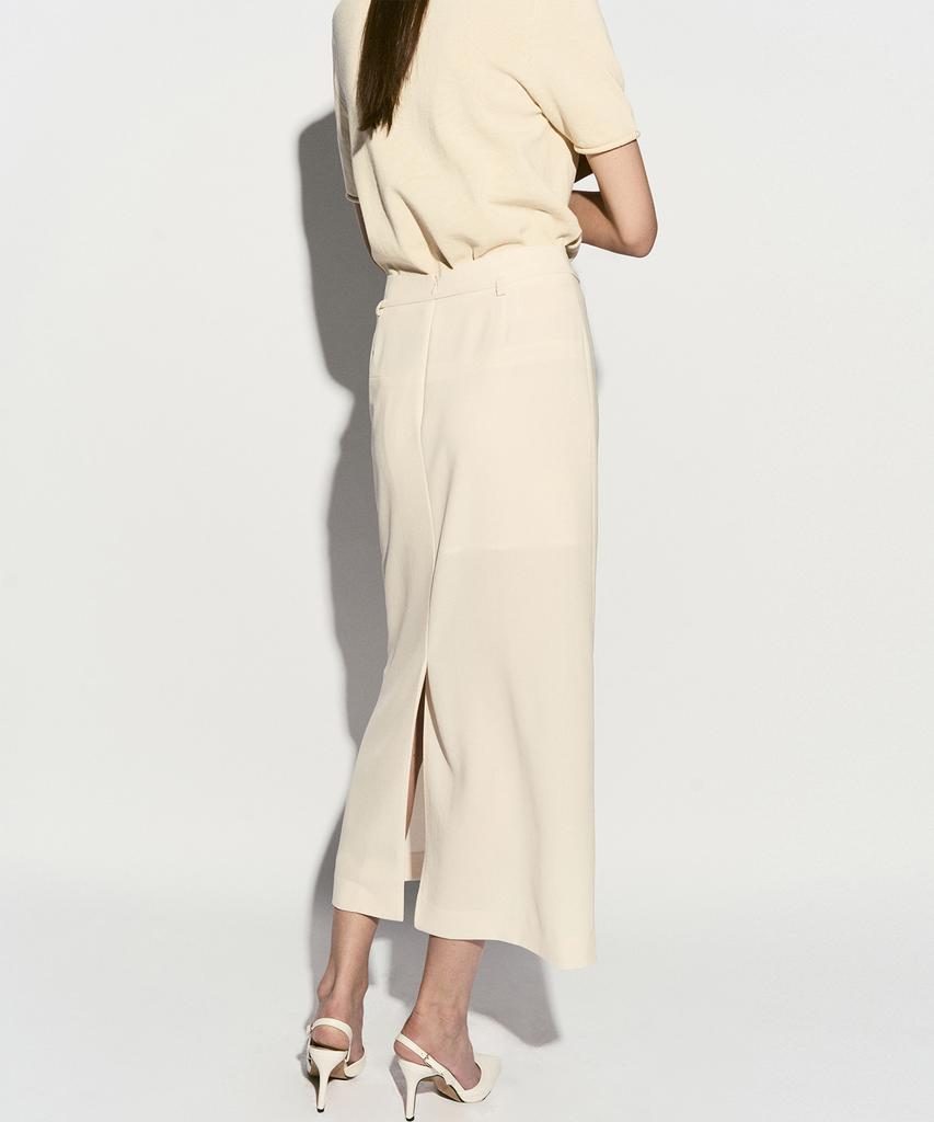 Rie Belted Midi Skirt Cream