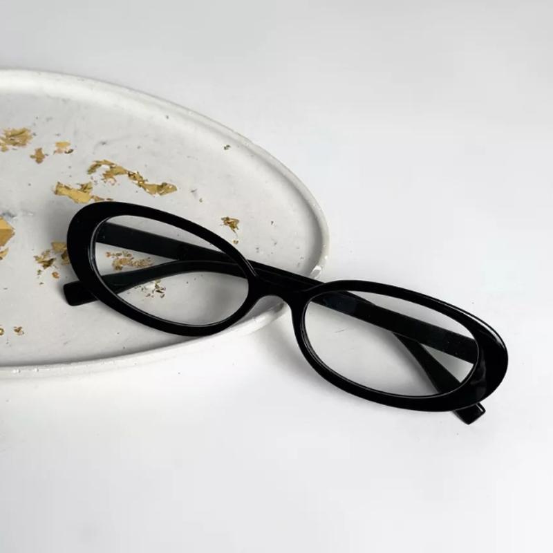 1/2pcs New Small Frame Oval Anti-Blue Light Glasses For Women Trendy Clear Lens Transparent Glasses Luxury Black FrameGlasses