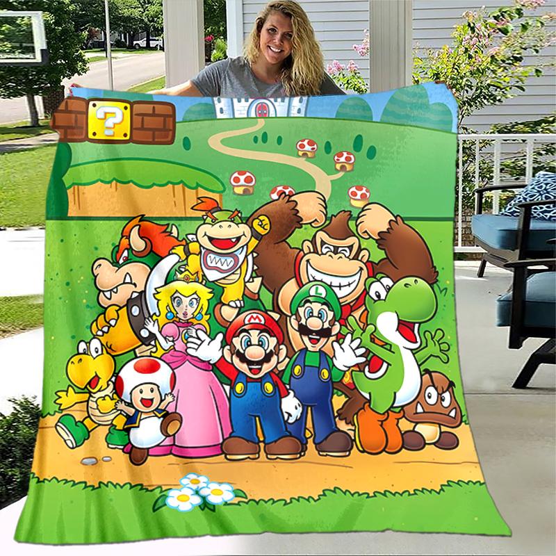 1pc Blanket Super Mario1 Print Design, Lightweight Blanket for Sofa, Bed- Soft &Warm, Gift for All Seasons like Christmas, Halloween