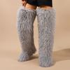 European-American 72cm Faux Tibetan Sheep Fur Thigh-High Snow Boots for Autumn & Winter
