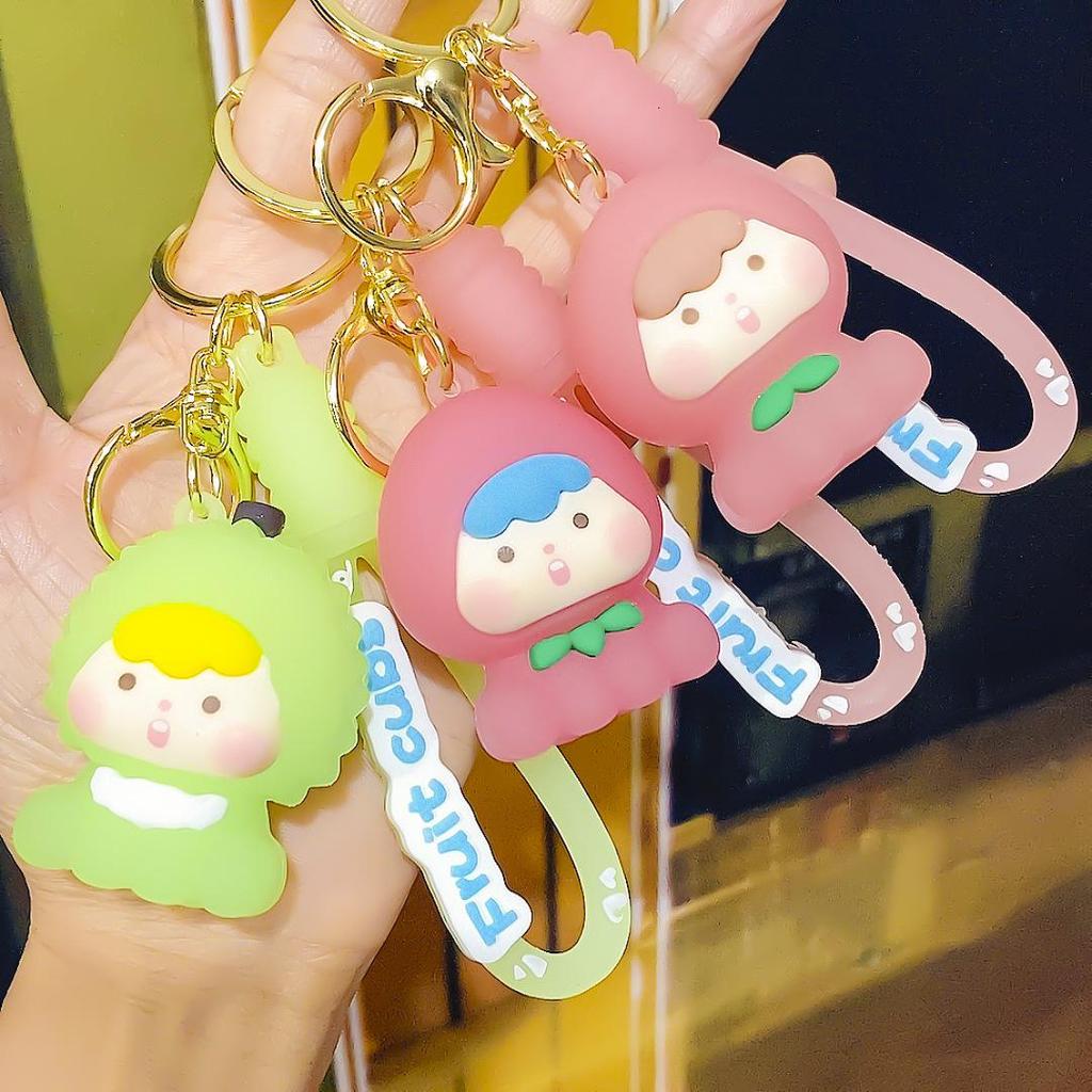 Three-Dimensional Luminous Fruit Baby Keychains – Creative Soft Rubber Pendants for Advertising Promotion Gifts