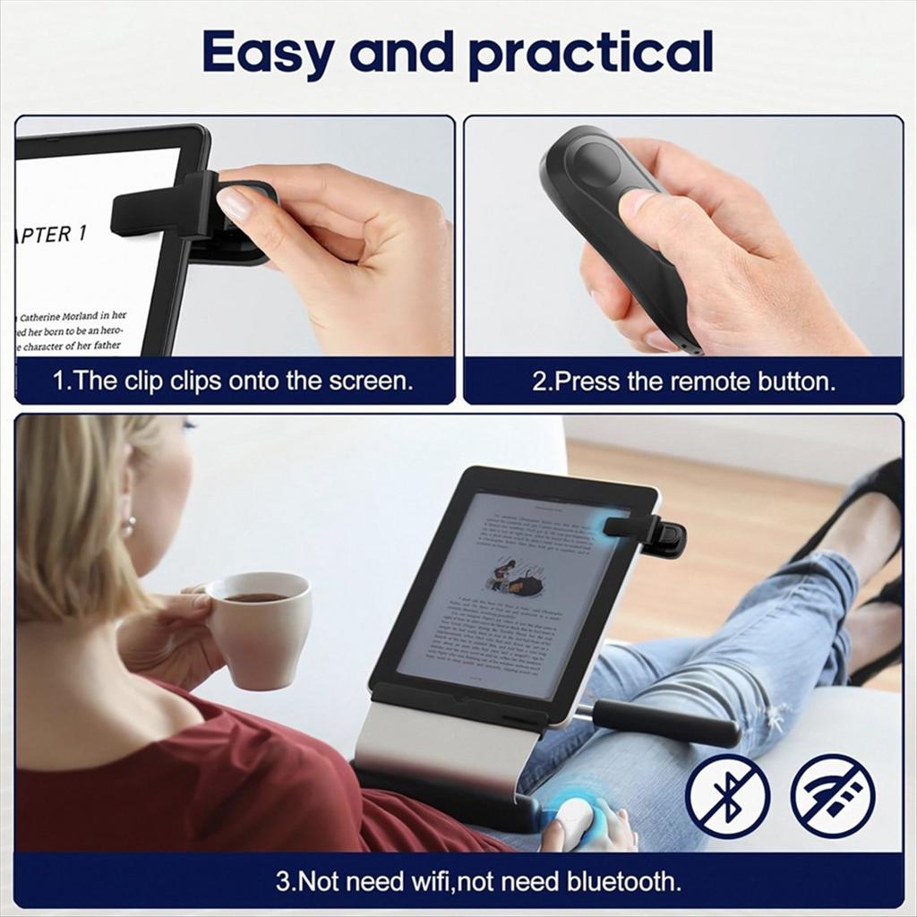2025 New Wireless Page Turner Remote Control E-Book Page Turner Clicker for Ereaders Tablet Camera