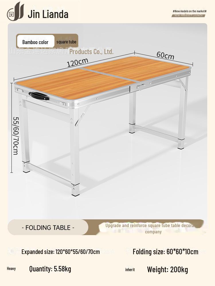 Přenosný multifunkční hliníkový skládací stůl pro stolování a venkovní použití