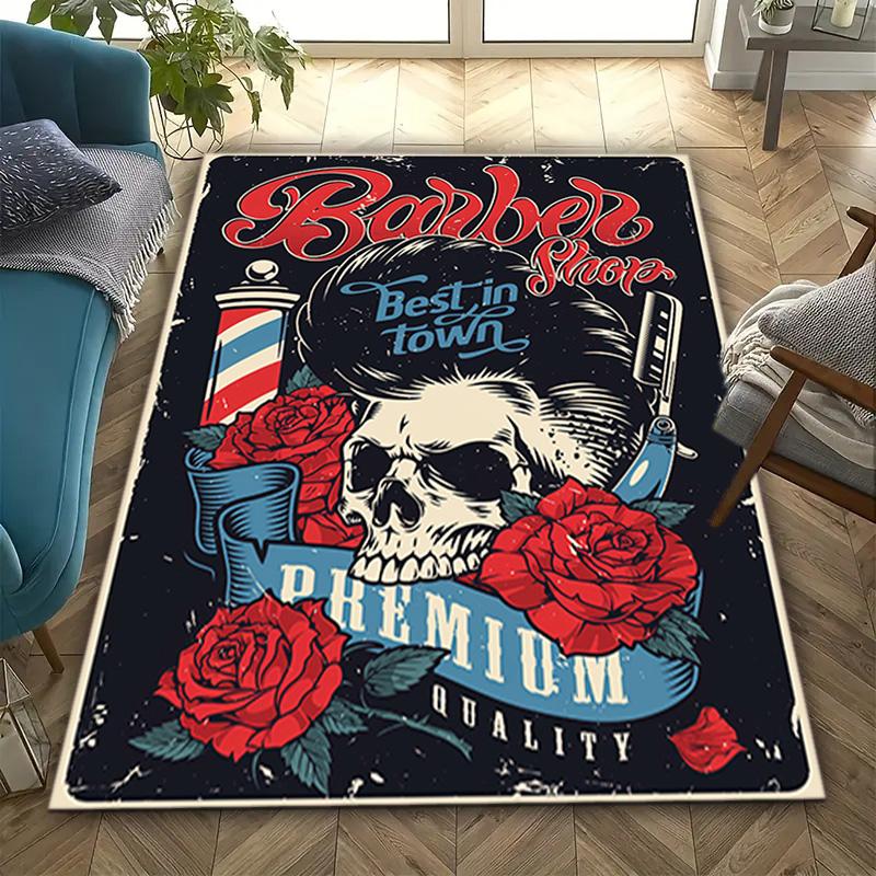 1PC Skull Dark Gothic Pattern printed Carpet Rug for Living Room Bedroom Home Sofa Decoration,Non-slip Floor Mat Floor mat