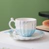 Set Tazza e Sottotazza in Ceramica con Conchiglie: Tazza leggera in madreperla per la casa – Elegante regalo souvenir di lusso