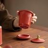 Sui's Ceramic Imperial Red Tea Cup & Pet Gift Set