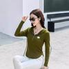 Damen Frühling und Herbst T-Shirt Modisches und vielseitiges koreanisches Slim Fit Kapuzen-Sweatshirt mit Reißverschluss aus Baumwolle