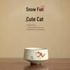 Episode 2 Cute Cat Ceramic Tea Cup: Snow Fun Drawstring Cup for Hosting & High-Value Tea Tasting