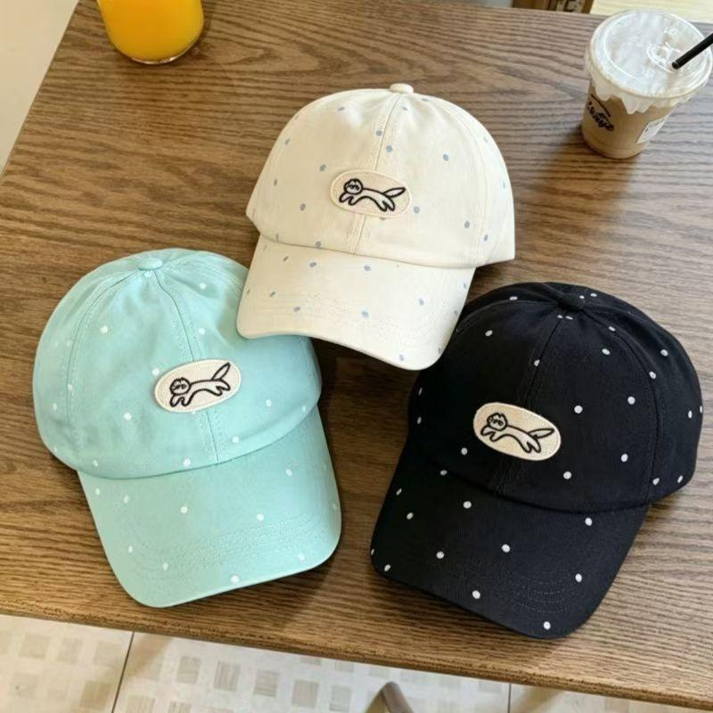 Cartoon Cat Bear Cat'S Ears Baseball Hats New Women Sunshade Polka Dot Versatile Sweet Fashion Niche Peaked Caps