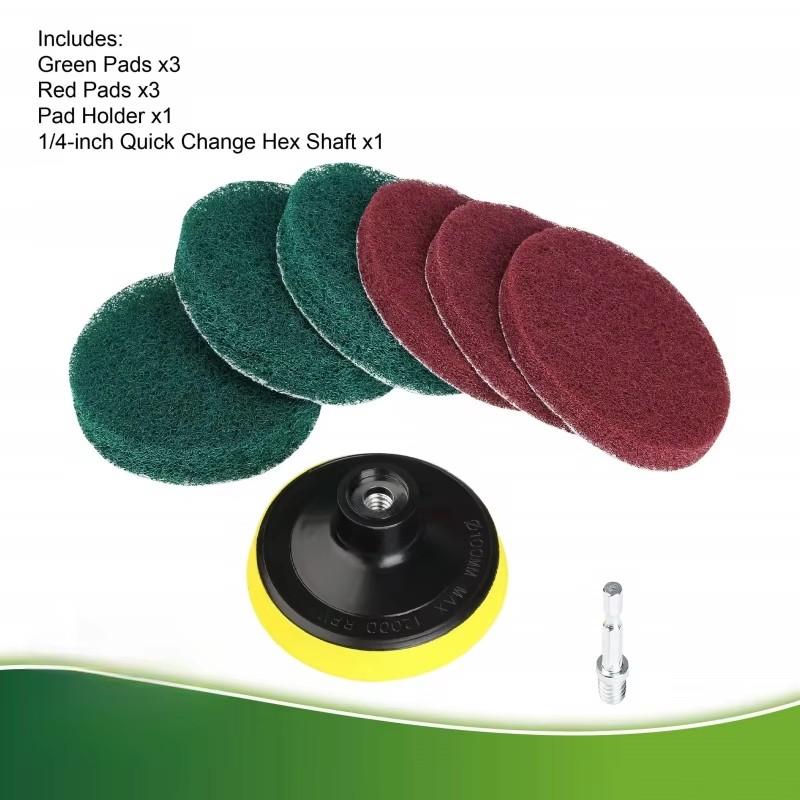 8ks Sada vrtacích kartáčových nástavců, Elektrický čisticí kartáč, Drhnoucí podložky, 4palcová sada čisticích kartáčů na podlahu, vanu, sprchu, spáry, dlaždice, rohy