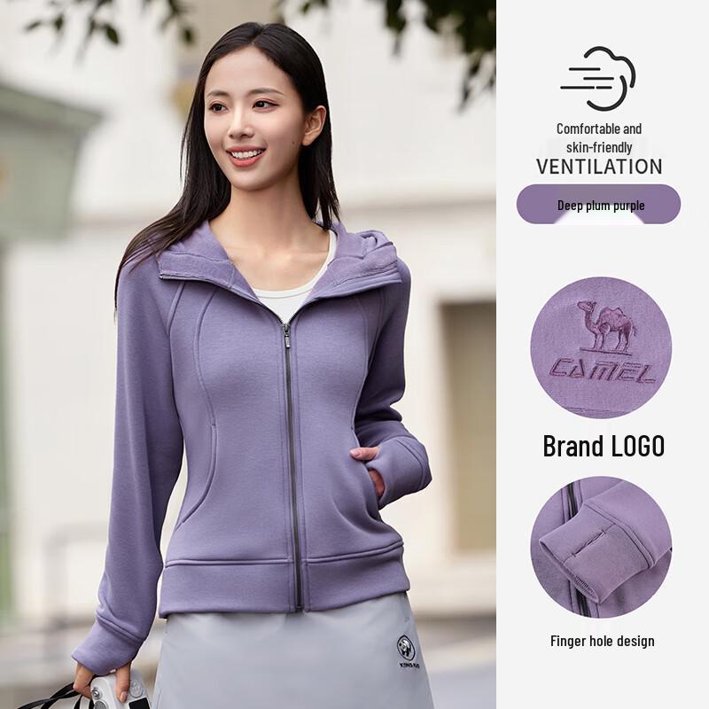 CAMEL Women's Slim Waist Fleece-Lined Hooded Sweatshirt