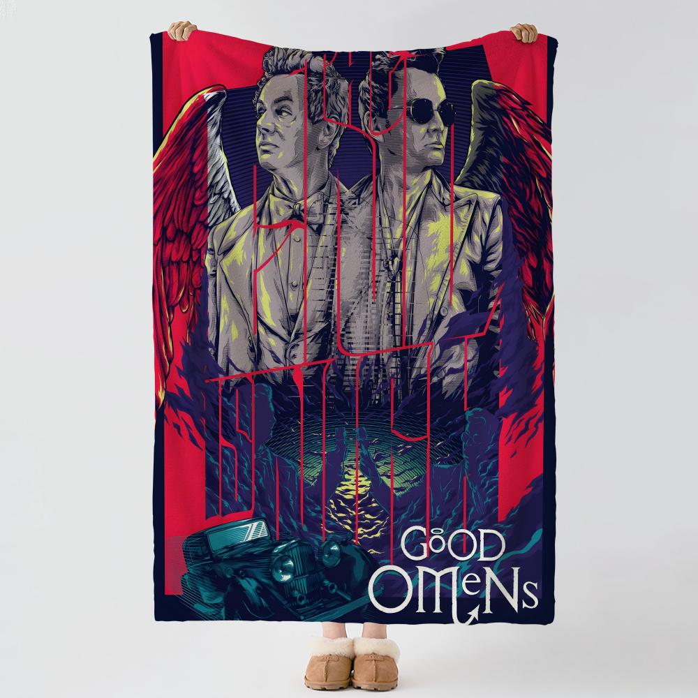 drama G-Good Omens-S Throw Thick Comfort Flannel Quilt, Multi-scene Use Indoor Outdoor Daily Nap