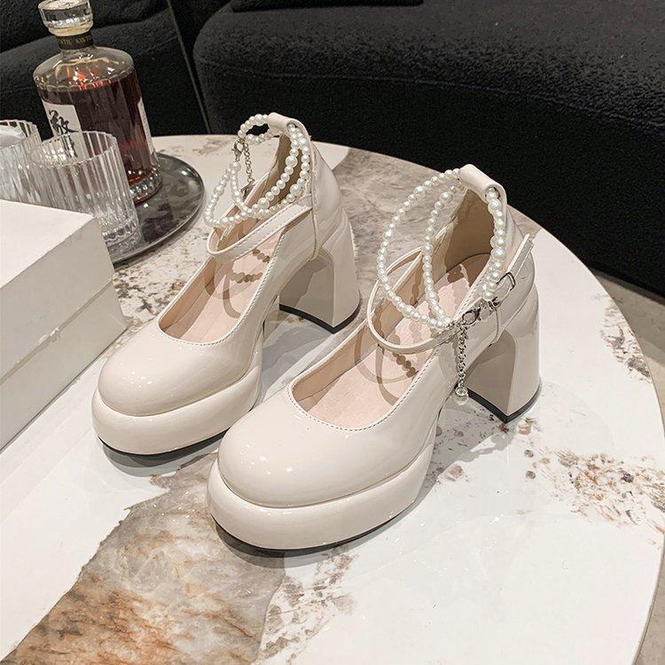 Fashion Hot Selling 2025 New Platform Heels Lolita Shoes Round Toe Branded Pumps Sexy Sandals Footwear Casual Fashion Beige Retro