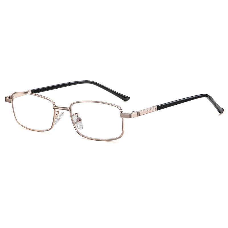 

Fashion square small frame business high definition crystal glass reading glasses metal full frame men s reading glasses anti-blue light 100