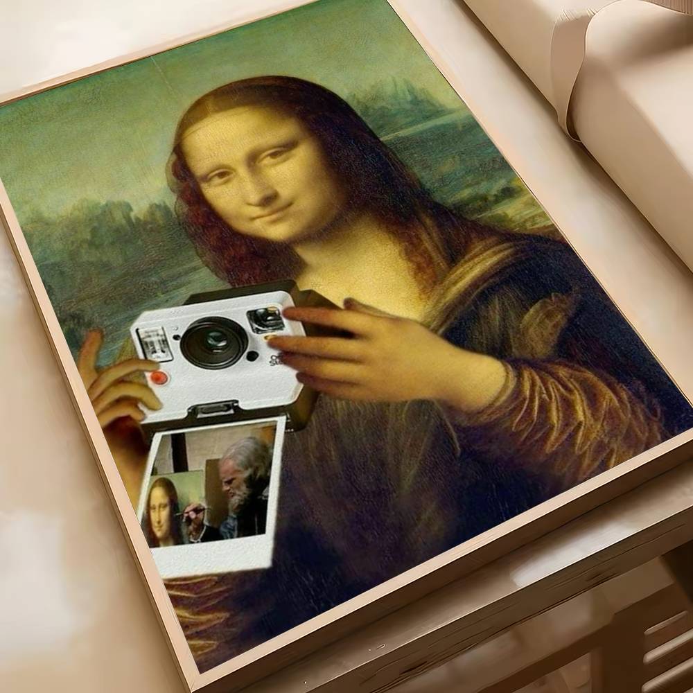 Funny Bathroom Toilet Decoration Painting Mona Lisa Wearing Pearls Girl With Roll Paper Canvas Prints Posters Home Wall Decor