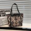Pu Large Tote Bag For Women With Printed Design And Multiple Pockets For Daily Use