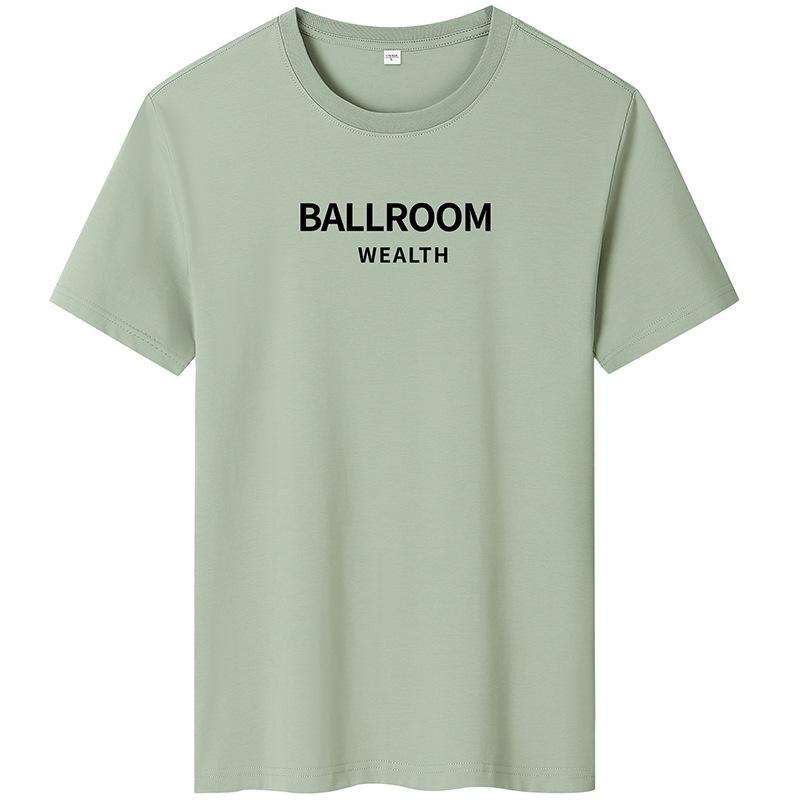 Мужская футболка с короткими рукавами для бальных танцев, повседневная хлопковая футболка с круглым вырезом, большой размер S светло-зеленый