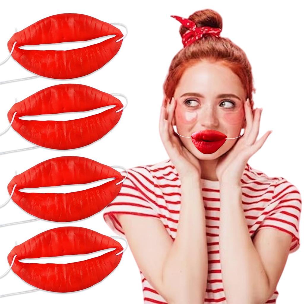 Funny Prop Sausage Lips Red Sexy Lips Costume Party Performance Accessory Halloween Cosplay