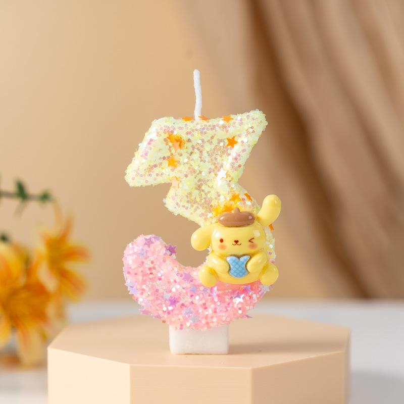 Kreative Bär Digitale Geburtstagskerze Party Szene Layout Requisiten Erstes Jahr Kuchen Dekoration