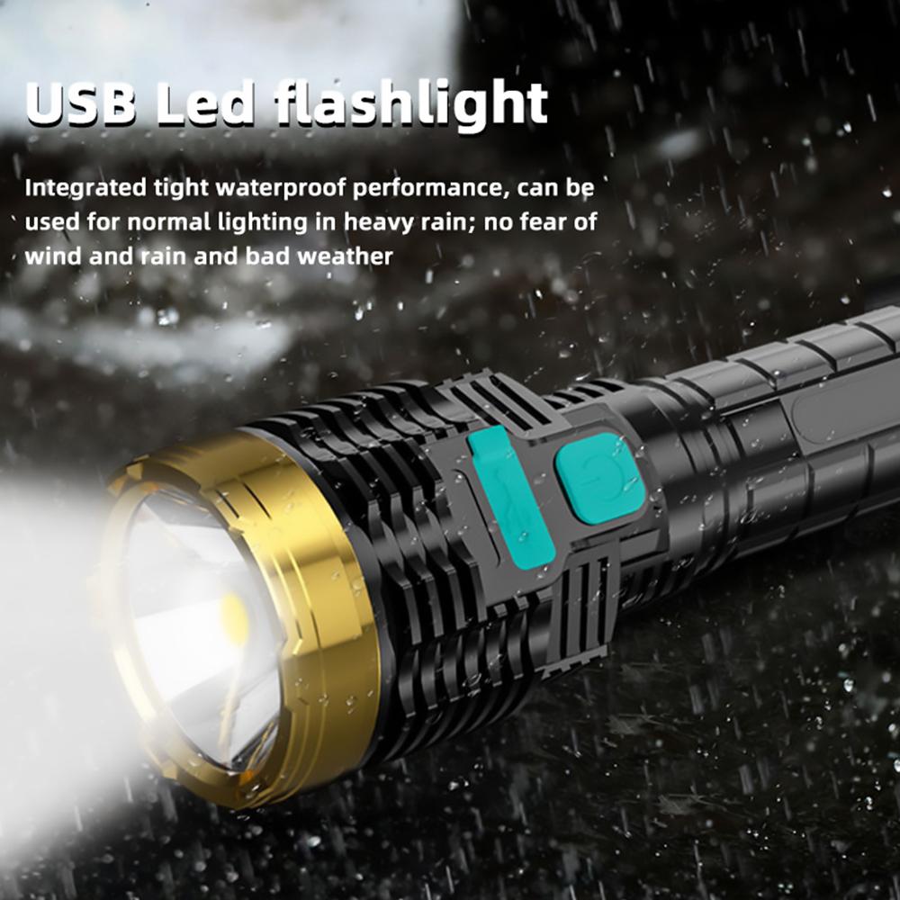 Dual Light Source Flashlight Mini Portable Outdoor Strong Super Bright ABS Strong Light FocusingLed Side Light Multifunctional