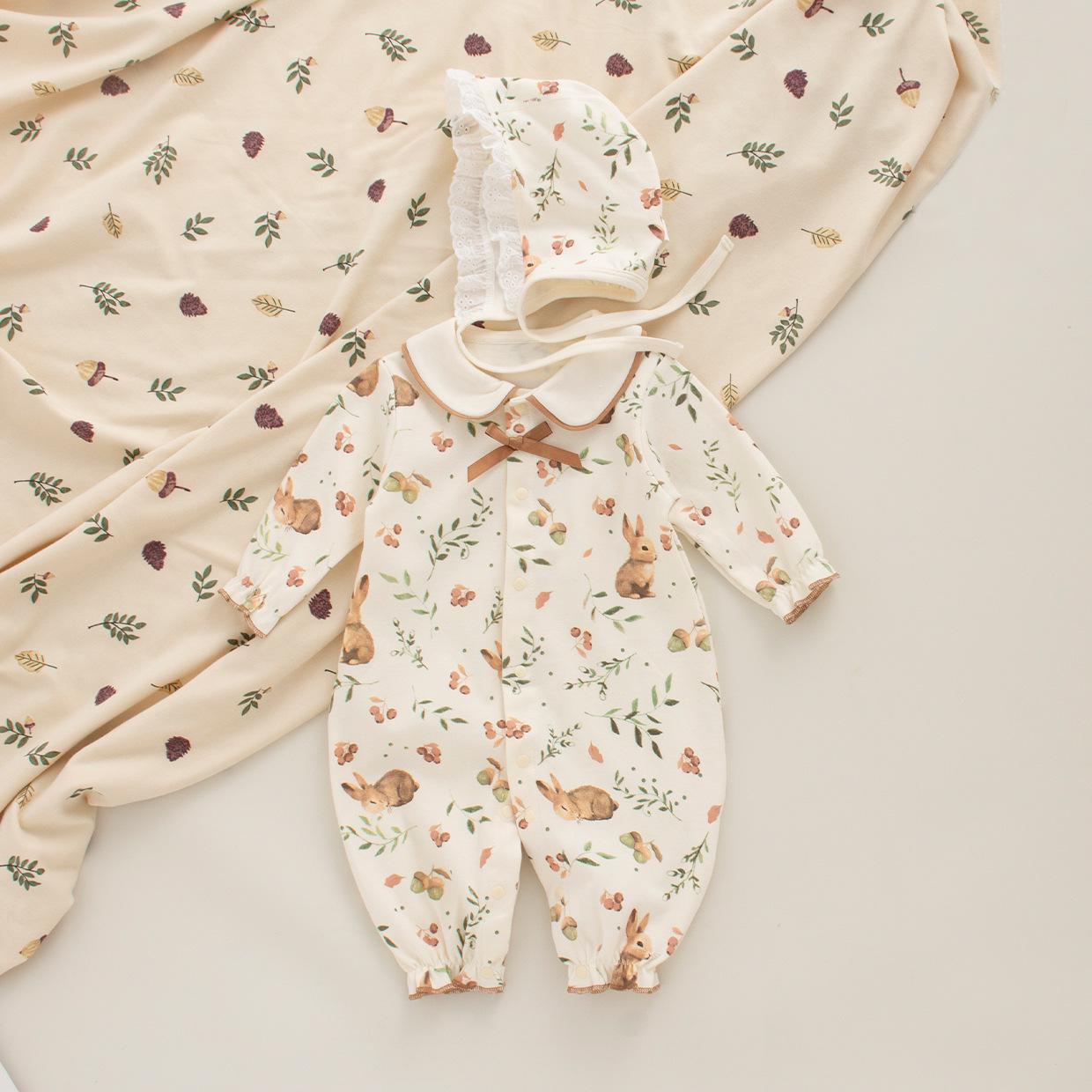 

Комбинезон Four Seasons A-Type с цветочным принтом из хлопка для девочек - весенне-летний наряд принцессы для празднования 100 дней 73cm