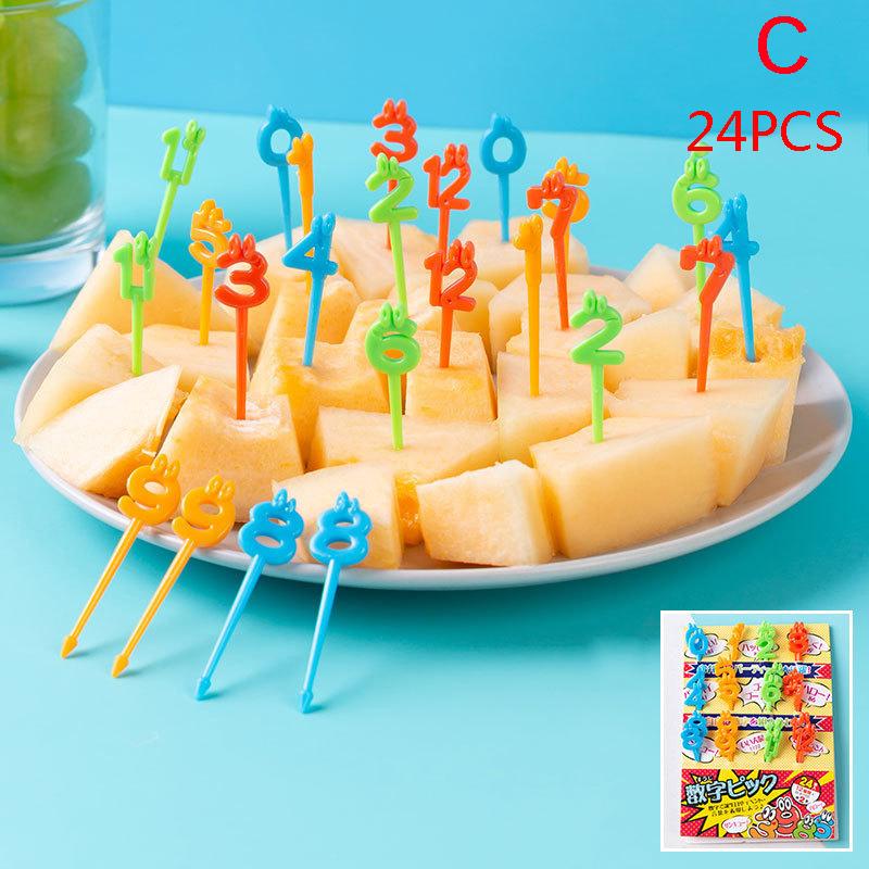 Candy Fruit Fork Food Grade Plastic Mini Cartoon Kids Cake Fruit Toothpick Bento Lunch Bento Accessories Party Decoration Supply