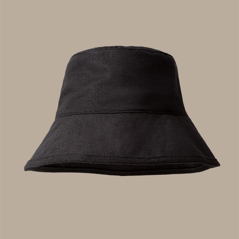 Nouveau Chapeau Bob Pliable en Coton et Lin pour Femme Respirant Japonais à Grand Bord Chapeaux de Pêcheur Mode Homme Protection UV Casquette Panama black