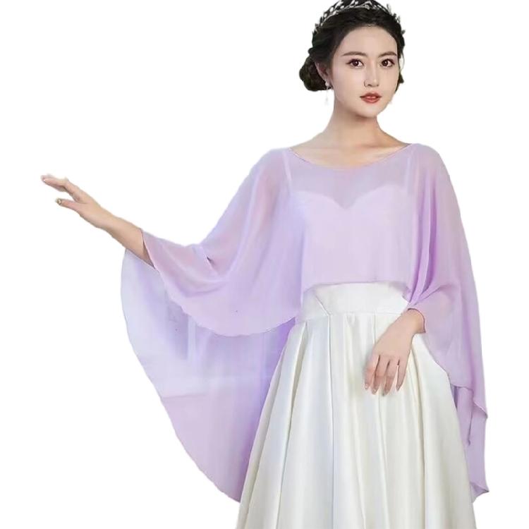Breathable Polyester Yarn Shawl Wrap For Women Outdoor Activity Sun Protective Capes Scarf for Vacation and Formal Event