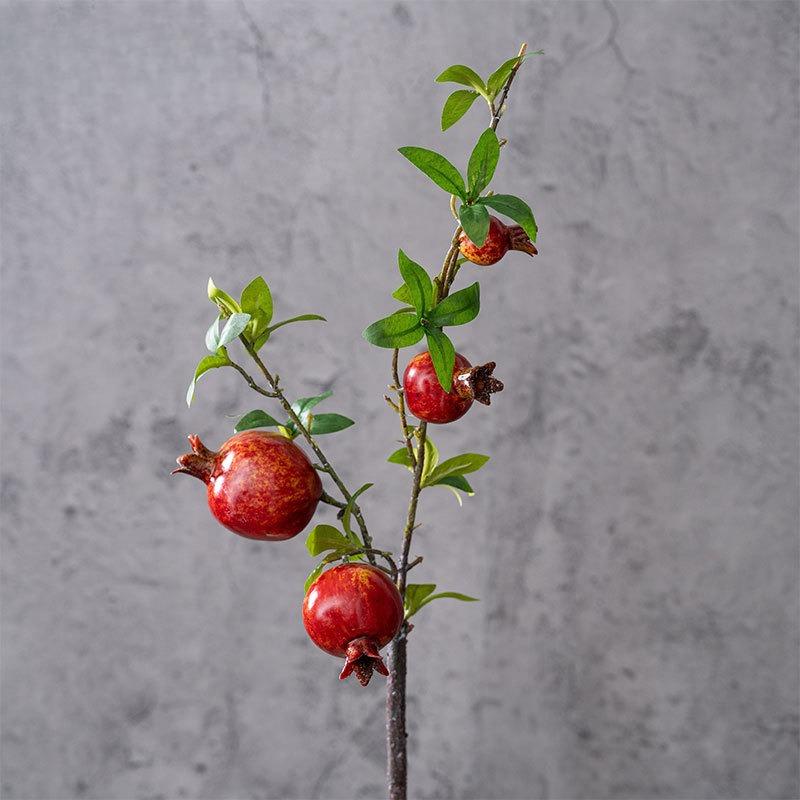

3 шт. Искусственные стебли граната с листьями, Искусственные фруктовые ветки для деревенского домашнего декора, Осенние центральные элементы, Свадебные и праздничные композиции, 73 см красный