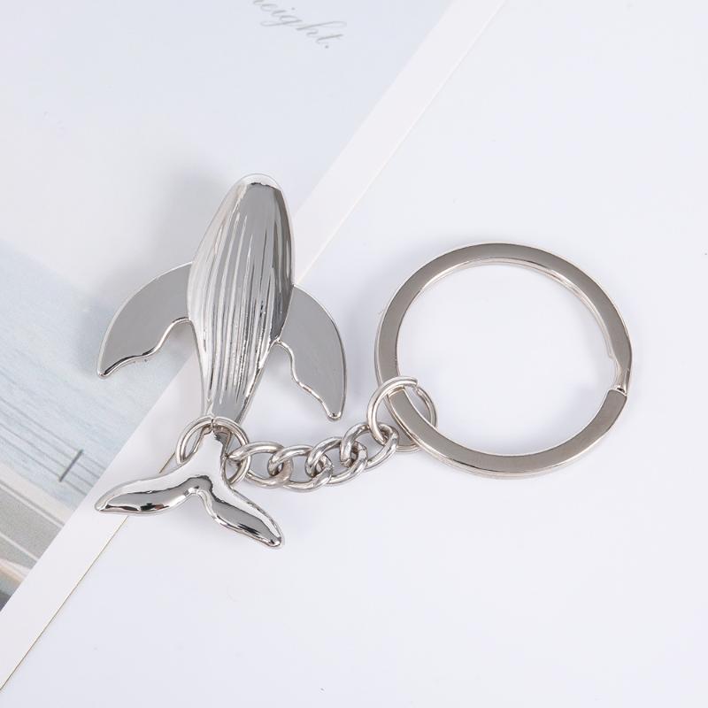 1/2Pcs Creative Whale Keychain Metal Couple Key Ring Pendant Bag Charm Decor For Car Key Holder Souvenir Gift