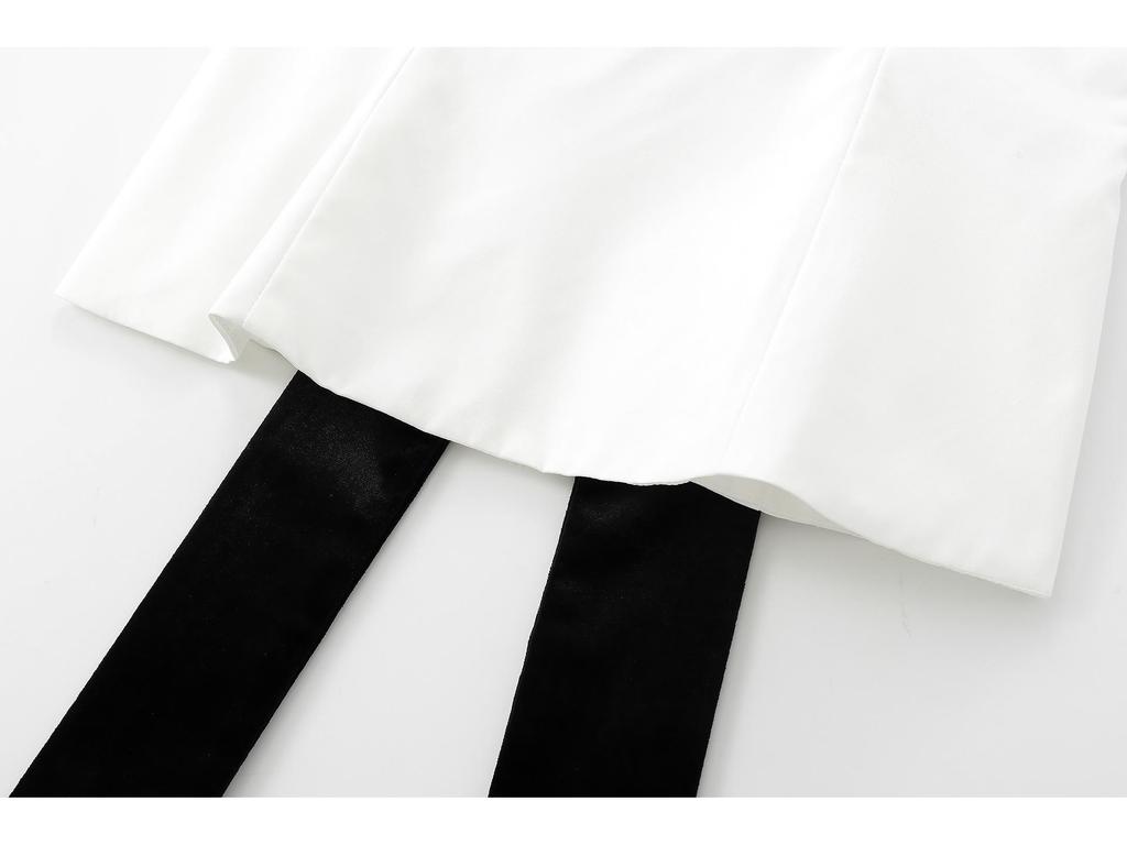 2025 Spring Women's European & American French Style One-Shoulder Bow Ribbon Color Block Bandeau Top