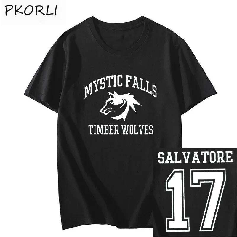 

The Vampire Diaries T-shirt Women Vintage Mystic Falls Salvatore 17 Female Clothing Summer Anime Clothes Streetwear S