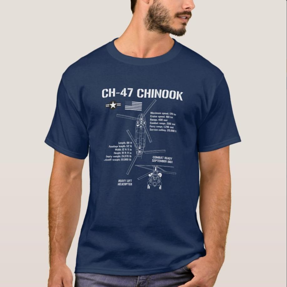 

USAF CH47 Chinook Helicopter Specs TShirt New 100 Cotton ONeck Summer Short Sleeve Casual Mens Tshirt Size S3XL 4XL