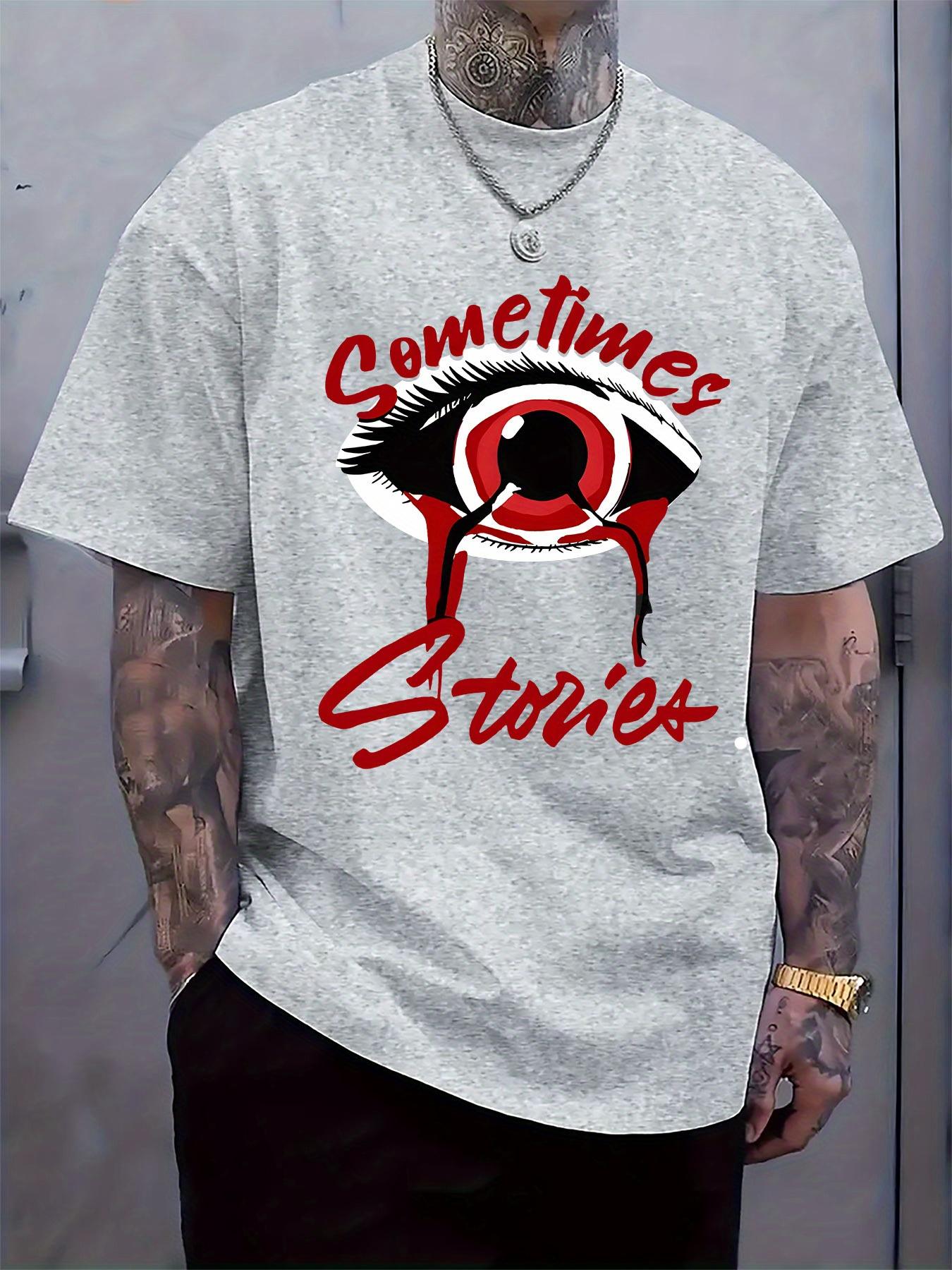 Casual Short Sleeve Tshirt with Bold Red Eye Graphic and ... XL