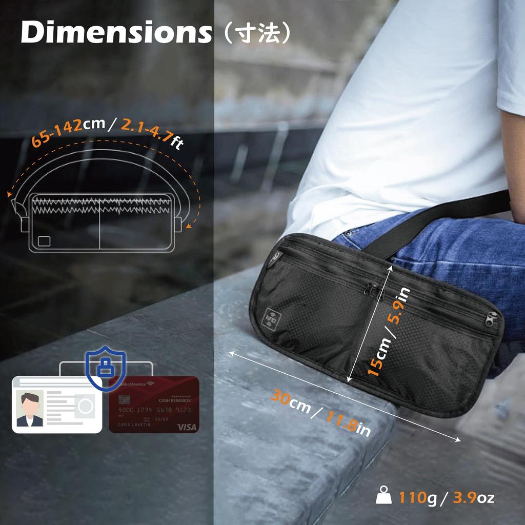 Passport Neck Security Travel Waist Travel Money Belt [TRIWONDER] Case, Strap, Pouch, 2-Way, Anti-Skimming, Essentials, Pouch, Wallet, RFID,