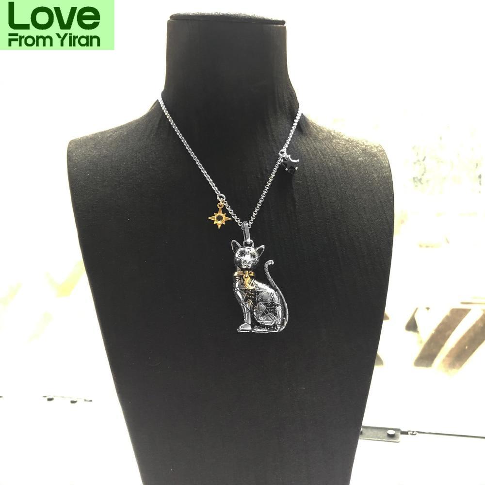 Pendant Necklace Magic Cat ,Brand New Link Chain Fashion Jewelry Europe Glamorous 925 Stering Silver Bijoux Gift For Women