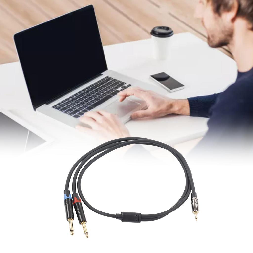 3.5mm 1Celsius8 Inch Male To Dual 6.35mm 1Celsius4 Inch TS Male Cable Stereo 1Celsius4 To 1Celsius8 Cable for Amplifier Mixer