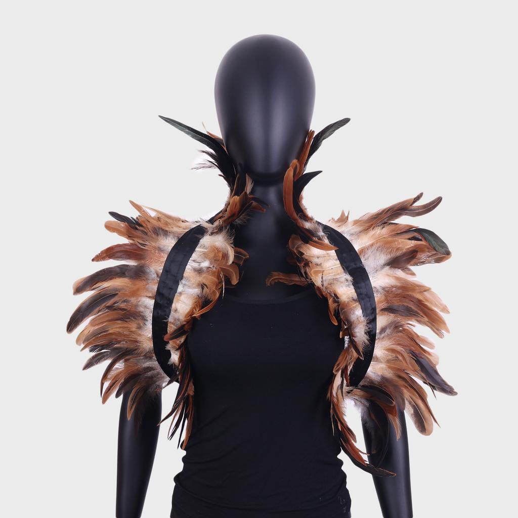 Halloween Feather Shawl Wristlet Set Feather Shawl Punk Feather Party Holiday Dress Up Cosplay Costumes Poncho for Women and Men