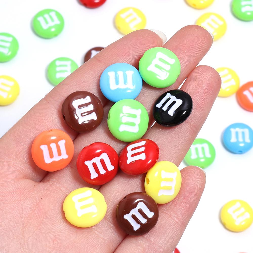 20pcs/lot Acrylic Cartoon m Bean Beads Color Handmade Spacer Charm Bead for Jewelry Making DIY Bracelet Decoration Accessories